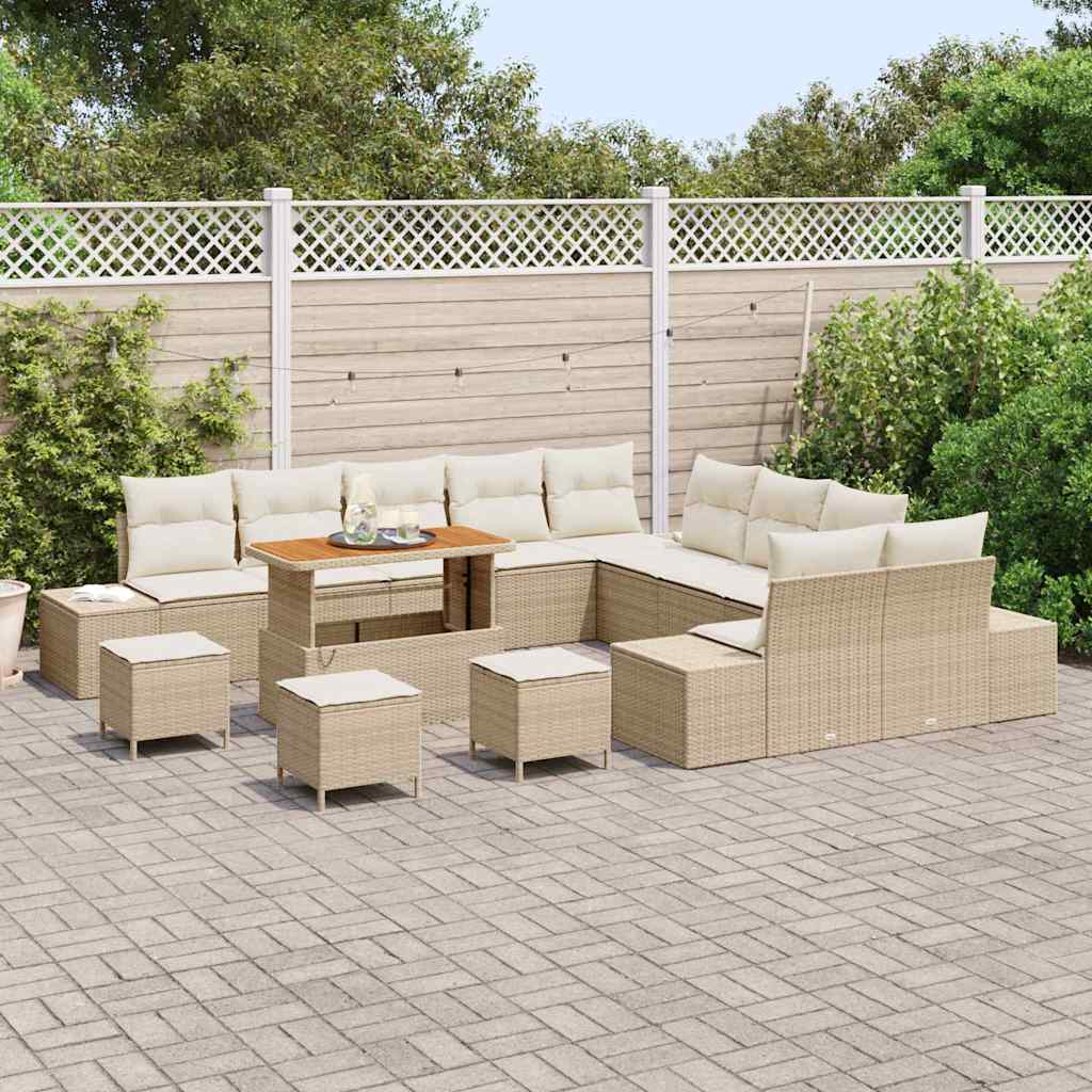 Garten-Sofa-Set 13 pcs Beige und Creme 110 x 55 x 71 cm
